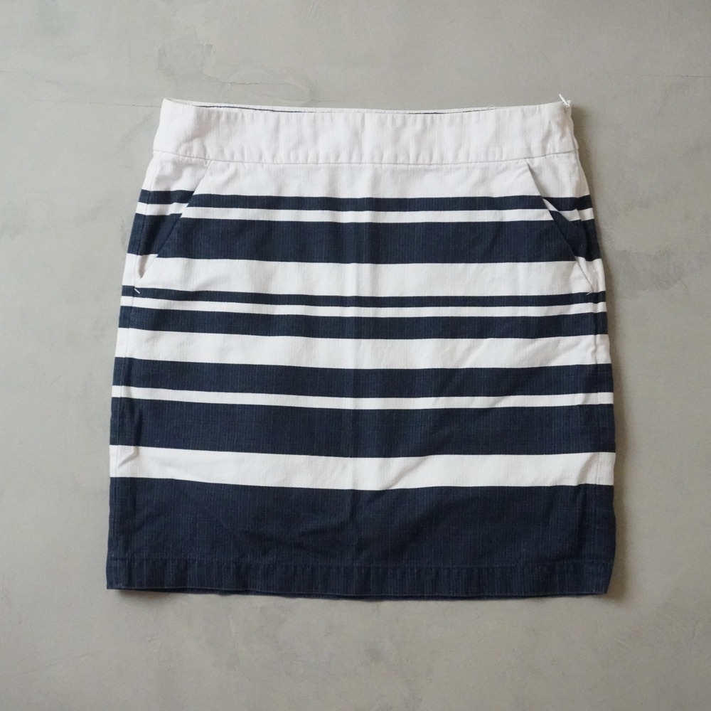 Tommy Hilfiger Striped Mini Skirt Womens Navy/White Cotton Nautical Pockets Y2K